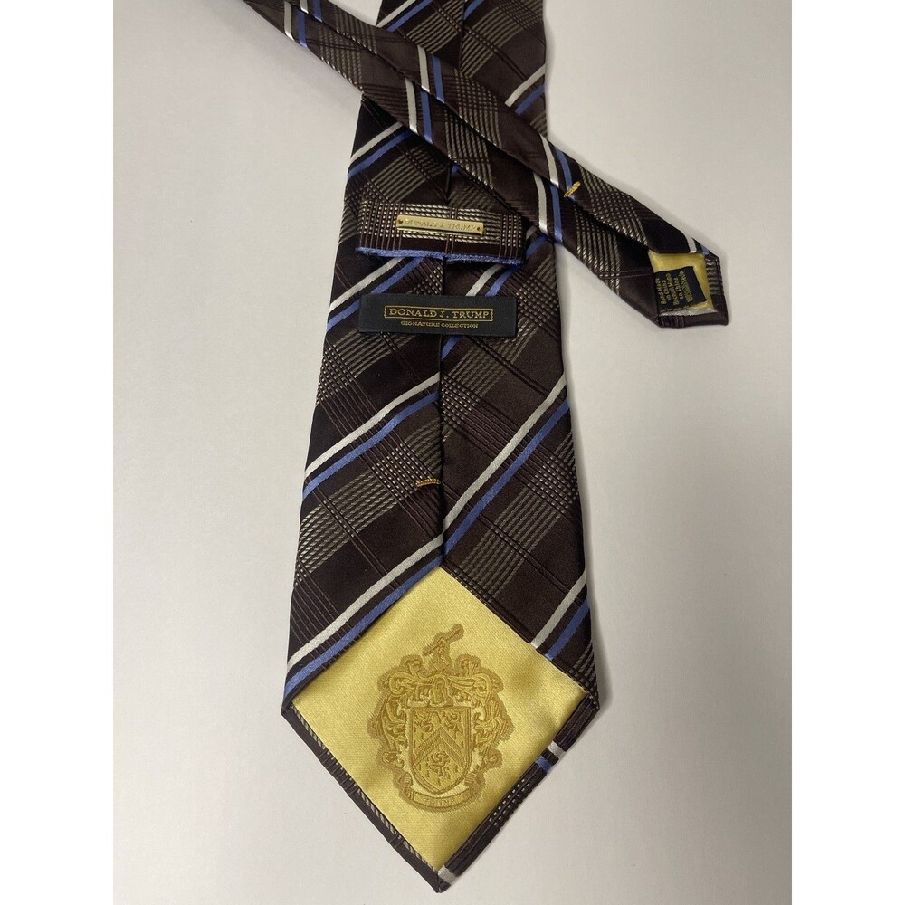 DONALD J TRUMP Signature Collection Neck Tie, Brown, Blue, White